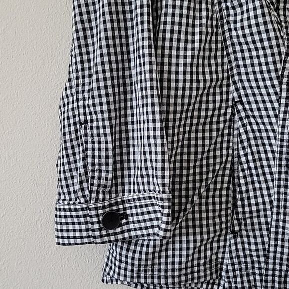 Chico's Black White Gingham Button Front 3/4 Sleeve Shirt Size Small/4 - Picture 3 of 8